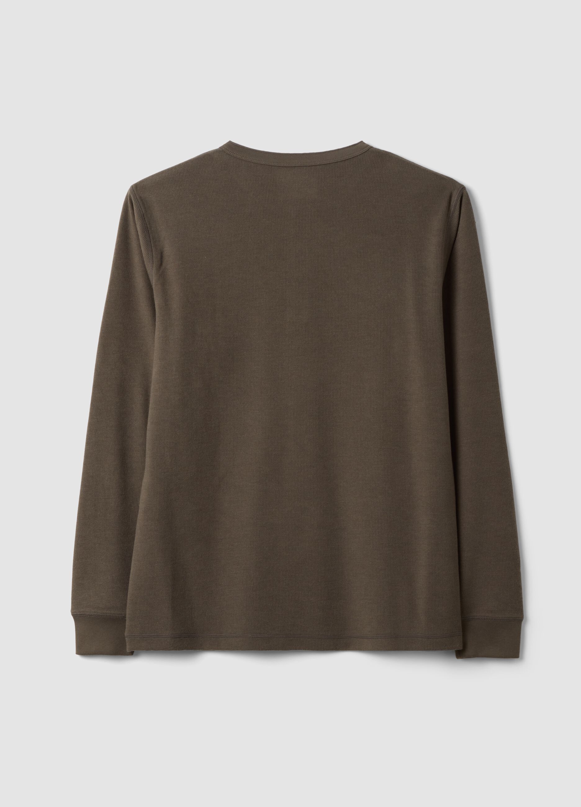 Brown honeycomb viscose-blend T-shirt, regular fit