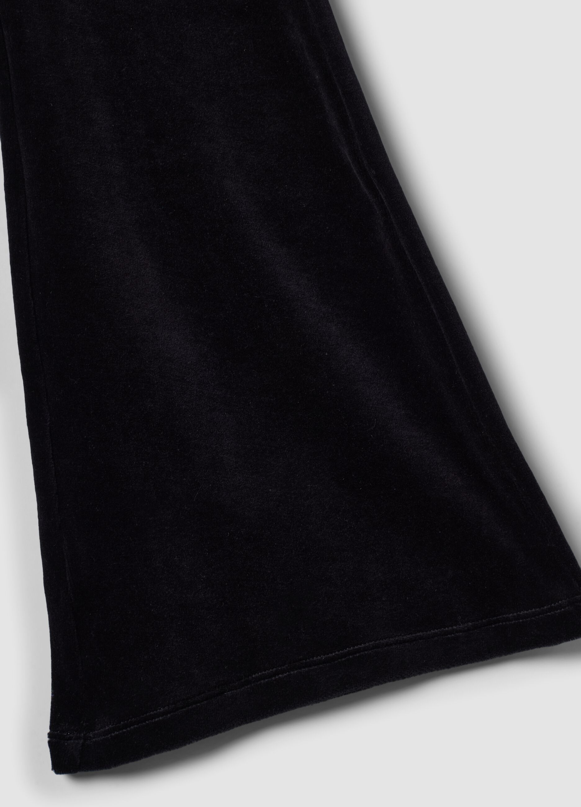 Black Velour Flared Trousers