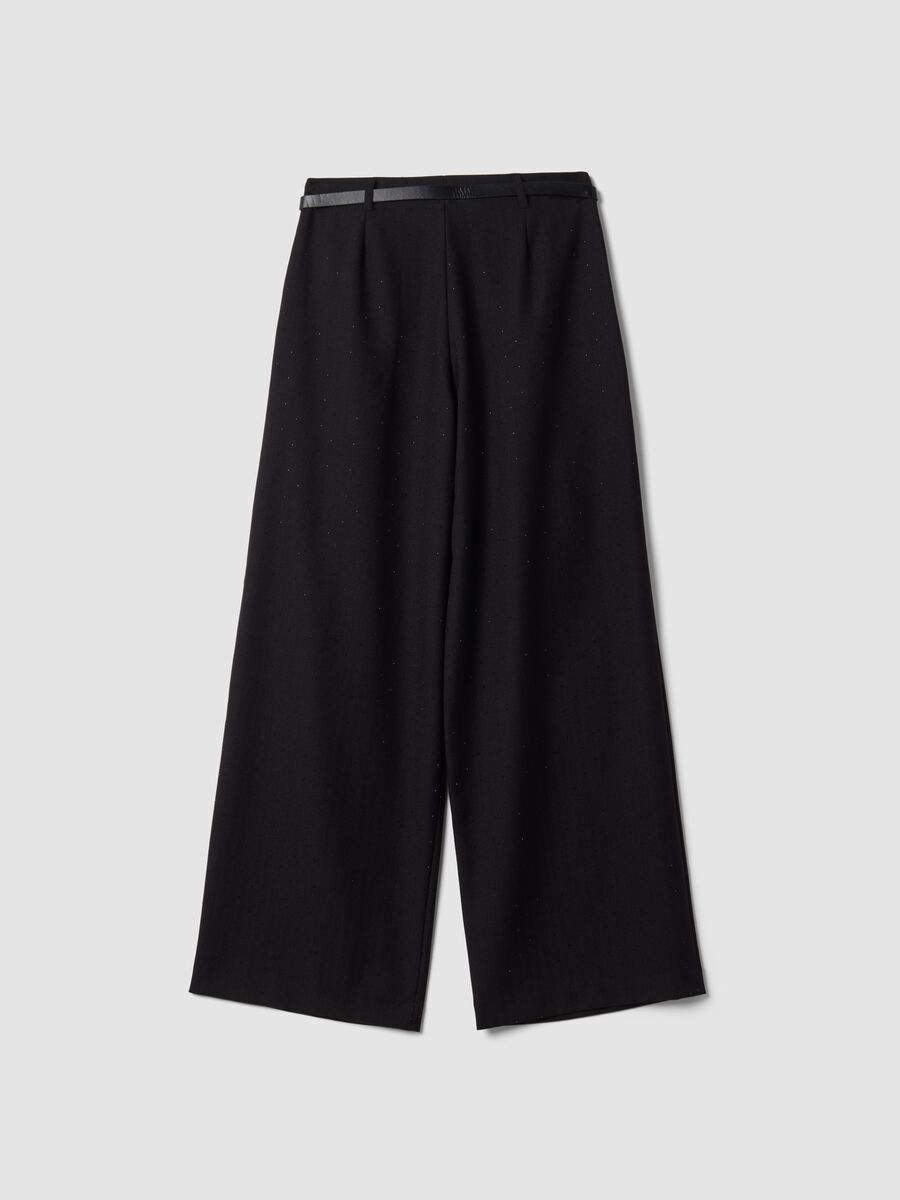 Black wide-leg trousers in stretch viscose_2