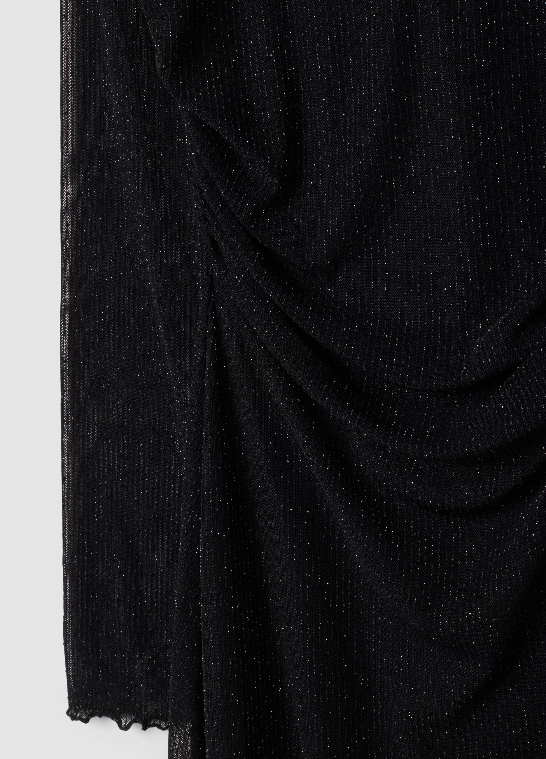 Black stretch fabric crew-neck dress