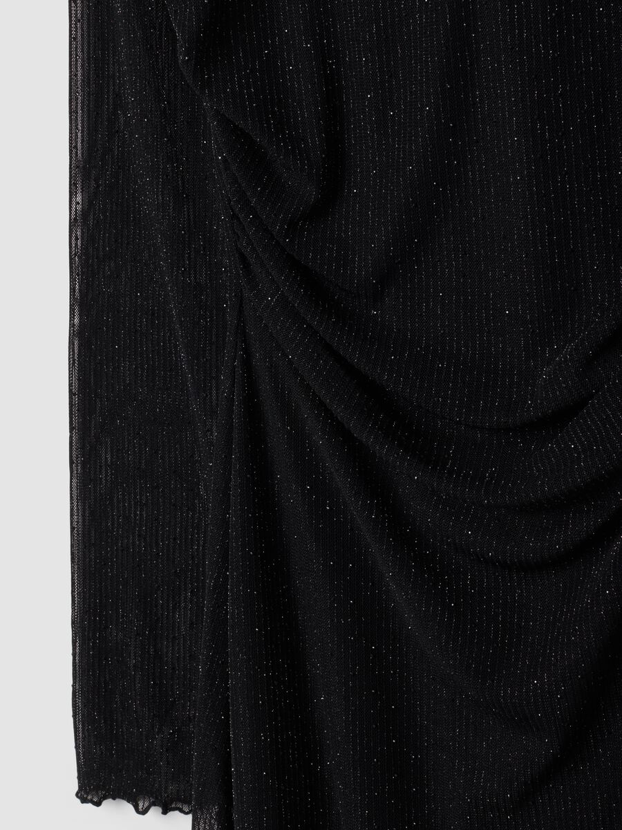 Black stretch fabric crew-neck dress_1