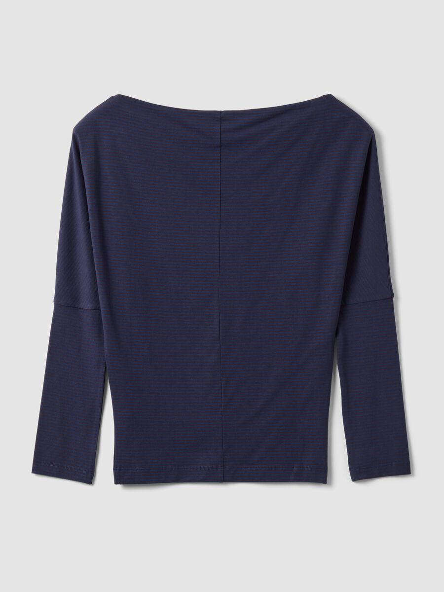 Blue stretch viscose boat-neck T-shirt_2
