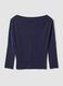 Blue stretch viscose boat-neck T-shirt_2