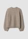 Maglione beige in misto lana a coste con girocollo_2