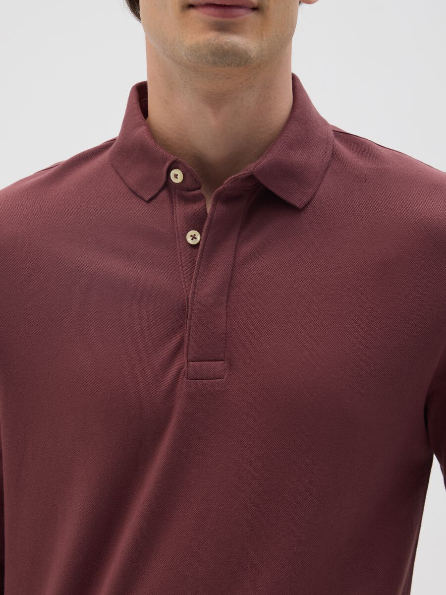 Brown regular fit stretch cotton polo_3