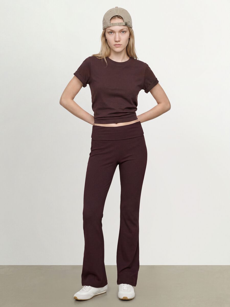 Brown crew-neck T-shirt in pure organic cotton, regular fit_2