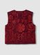 Gilet rosso in puro cotone con ricami floreali_6