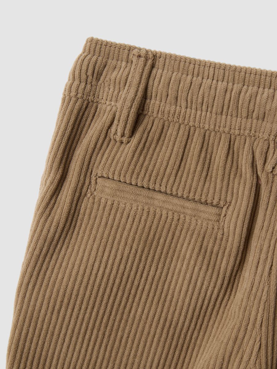 Beige regular-fit chino trousers with elasticated ribbed waistband_2