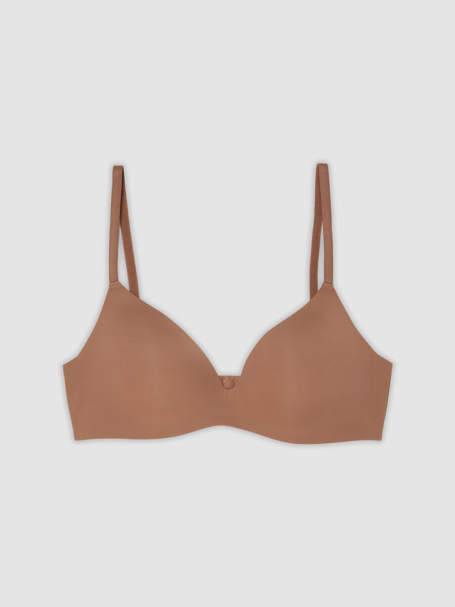 Brown padded triangle bra in stretch fabric_4