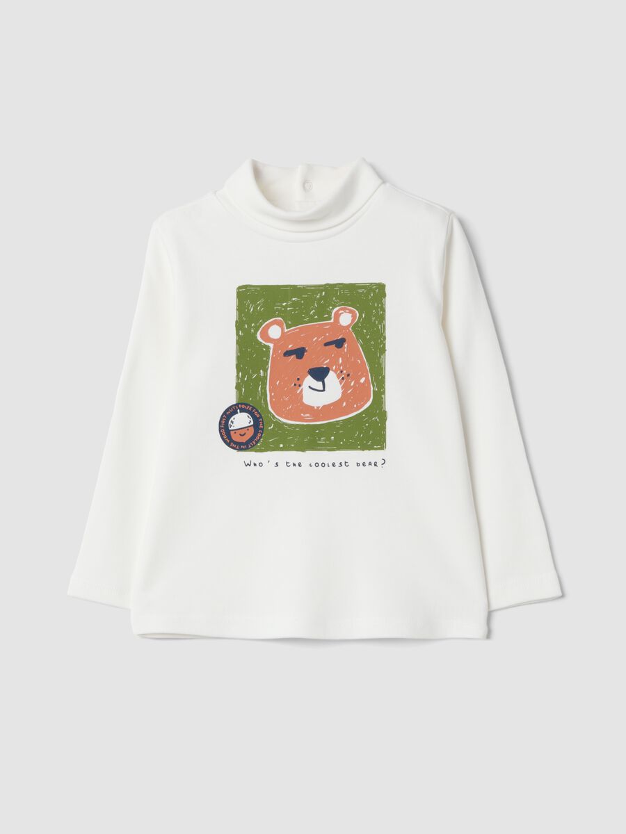White organic cotton roll-neck T-shirt_0