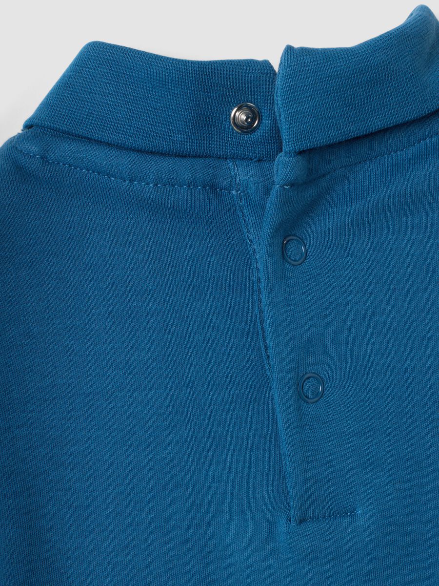 Blue organic cotton polo neck T-shirt_3