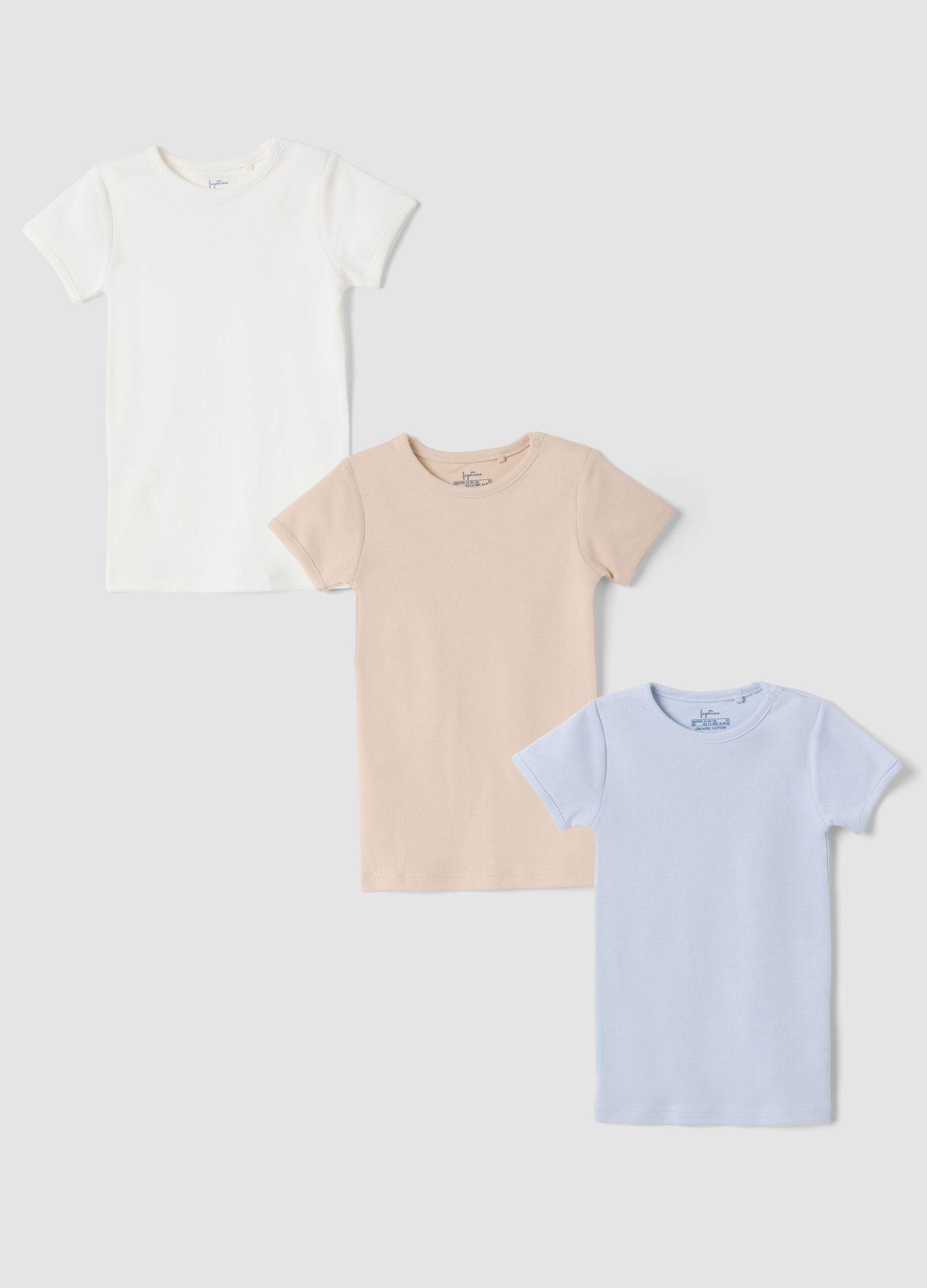 3-pack of multicolour organic cotton crew-neck T-shirts