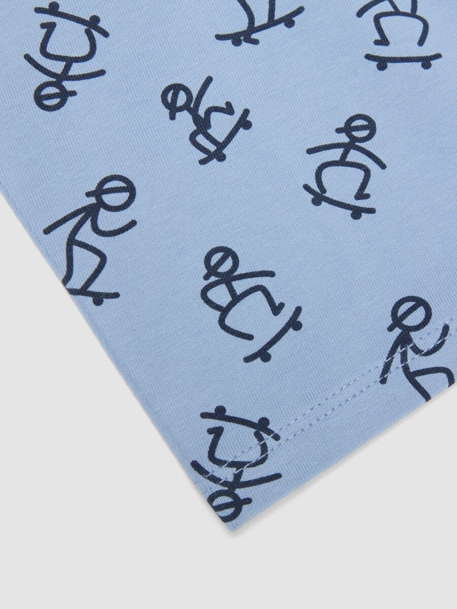 Blue midi boxer shorts in organic cotton with all-over print for boys_2