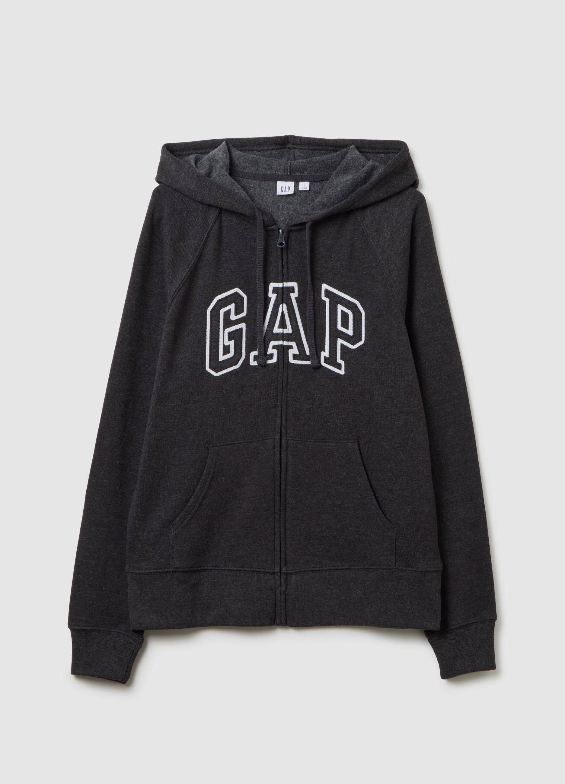 Full-zip sweatshirt with hood and logo embroidery