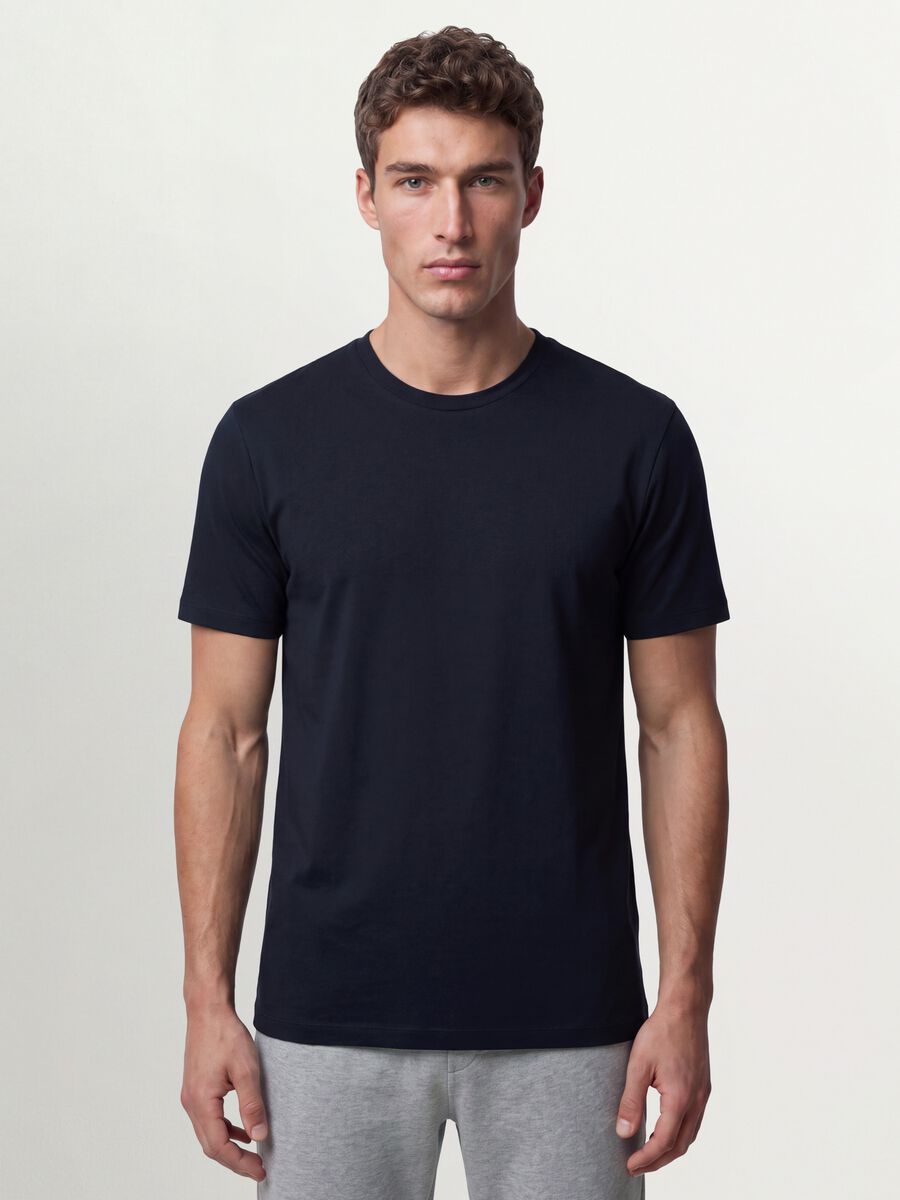 Black organic cotton slim-fit short-sleeve T-shirt_0
