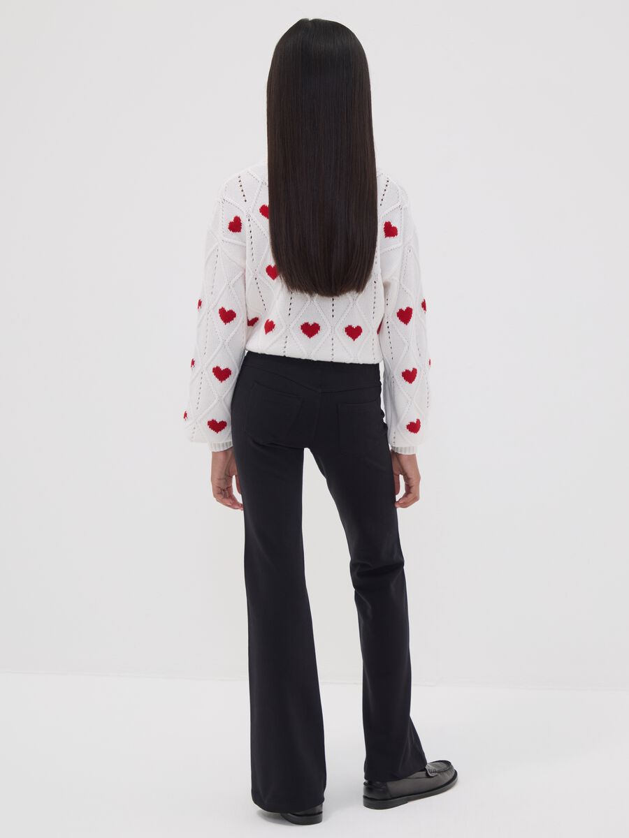 Girls&rsquo; black flared cotton-stretch treggings_1