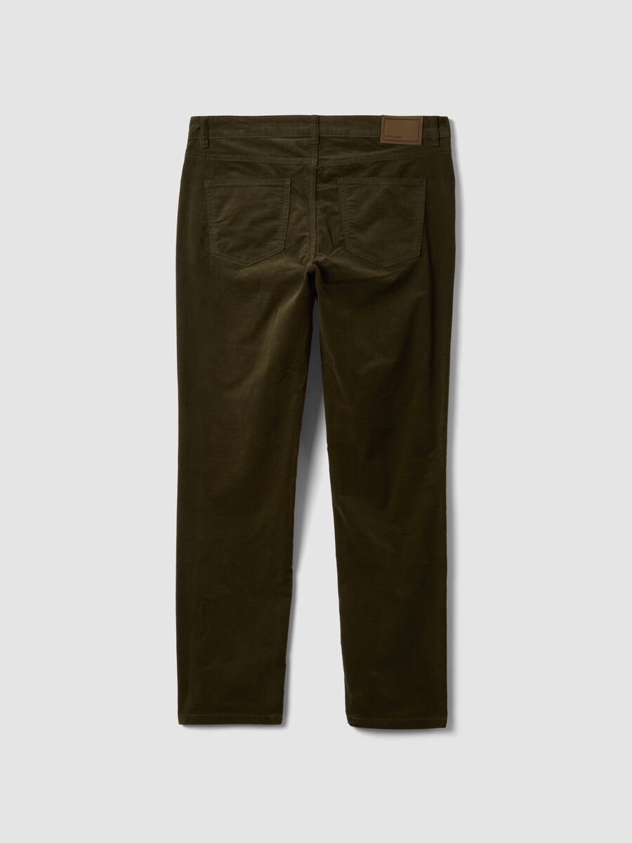 Green slim-fit stretch cotton corduroy trousers_2