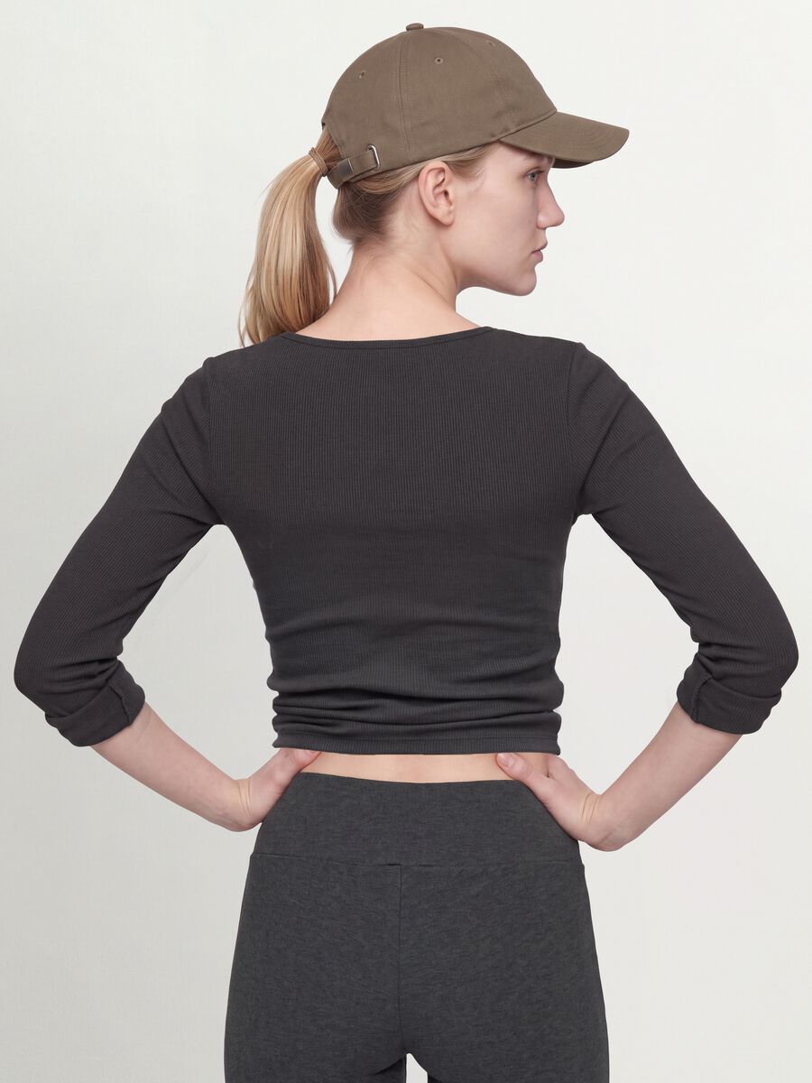 Black stretch viscose crew-neck T-shirt_3