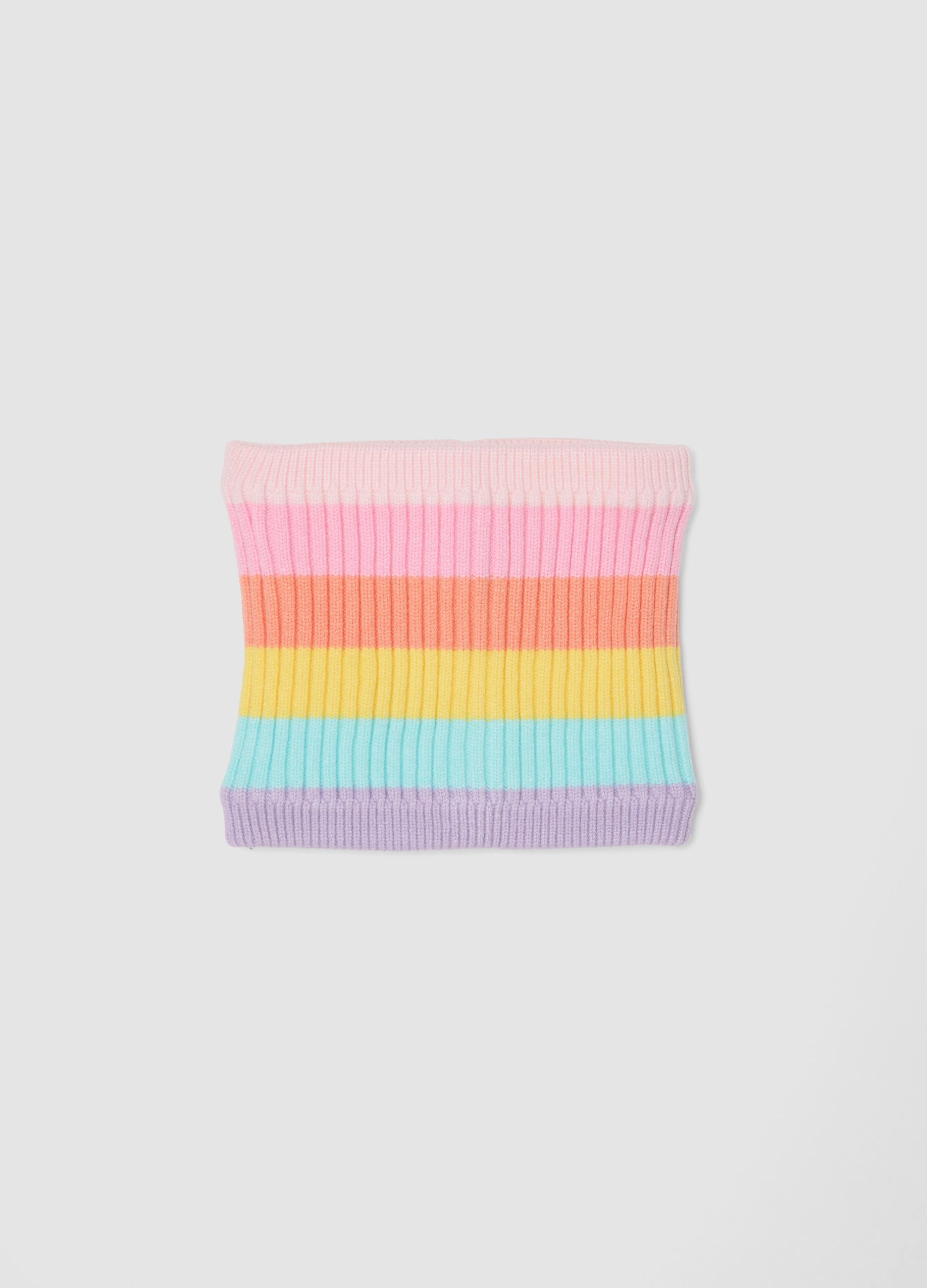 Multicolour ribbed viscose-blend scarf