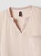 Pink stretch-fabric V-neck top_1