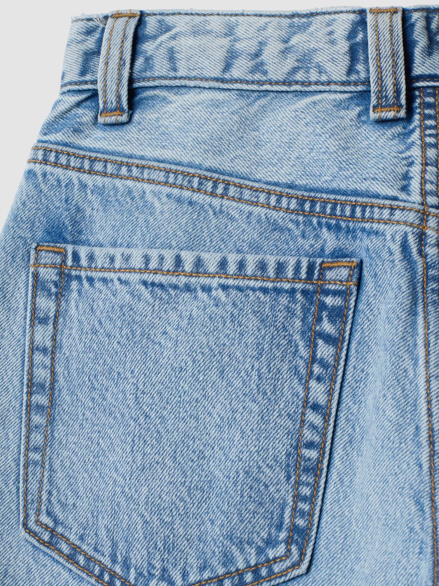 Light blue pure cotton super wide-leg jeans_5