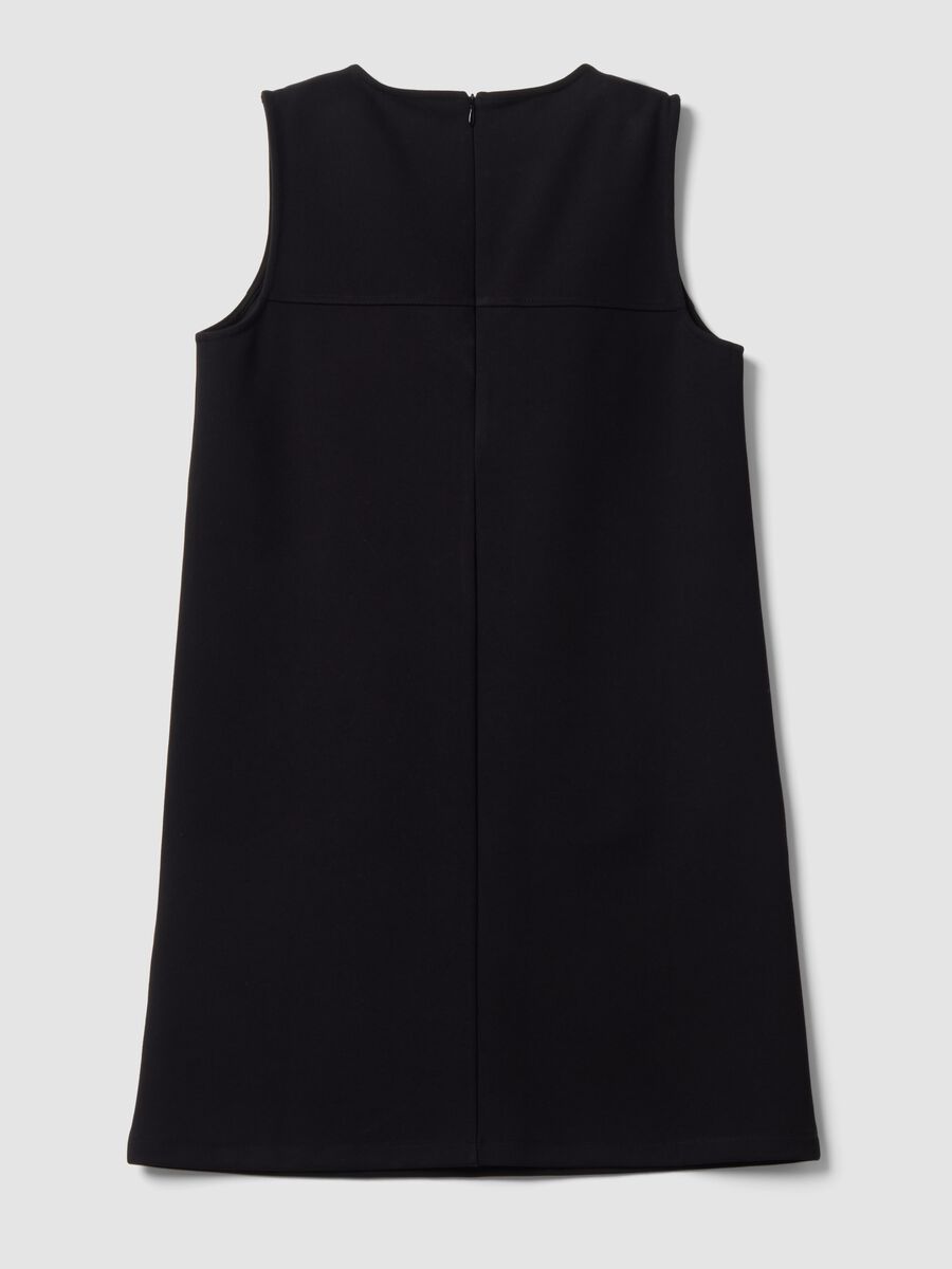 Black sleeveless Milano stitch stretch viscose dress, straight fit_6
