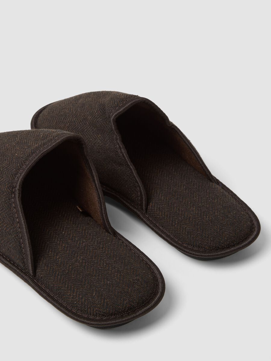 Brown herringbone house slippers_1
