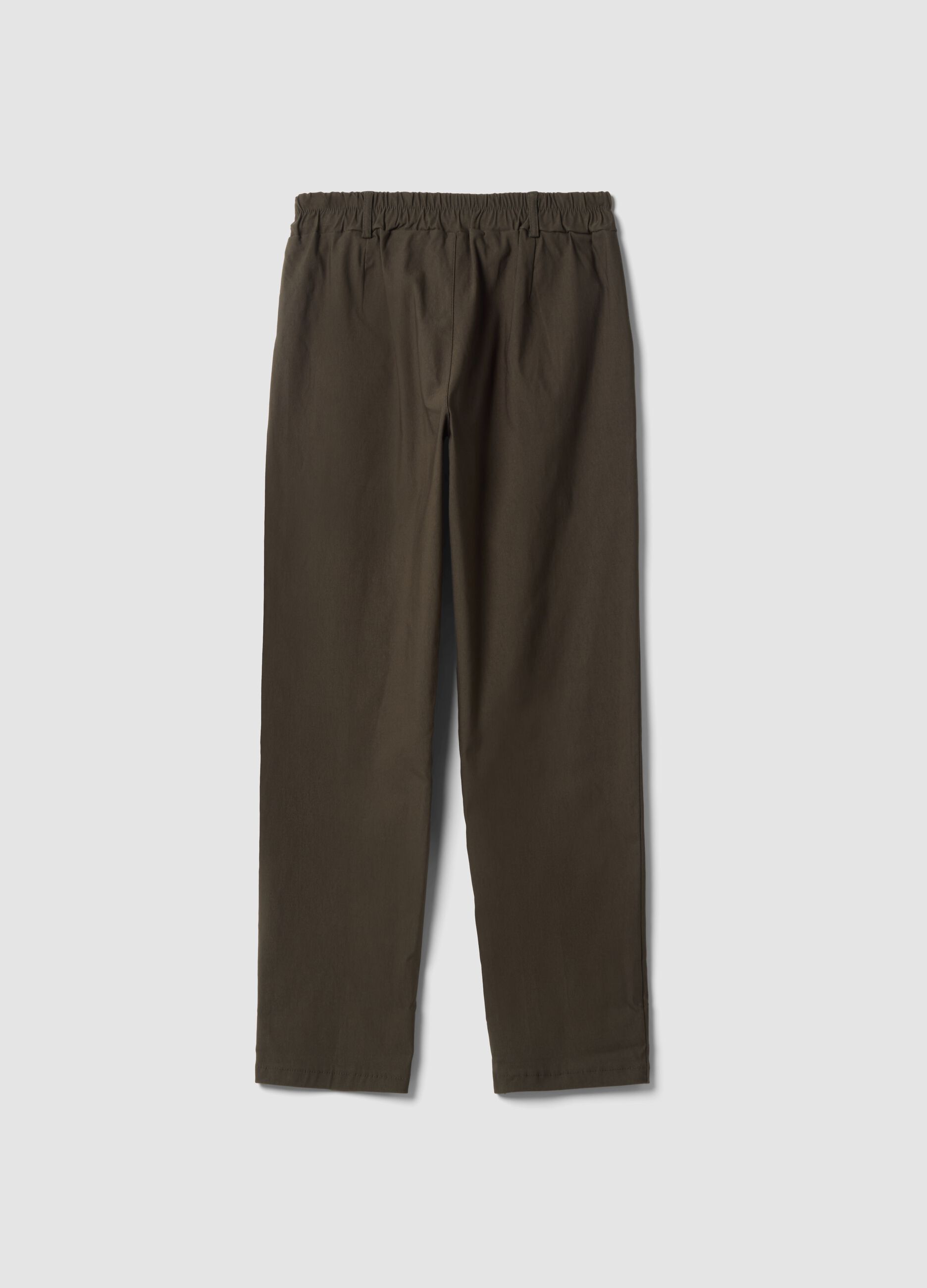 Green stretch viscose trousers, regular fit