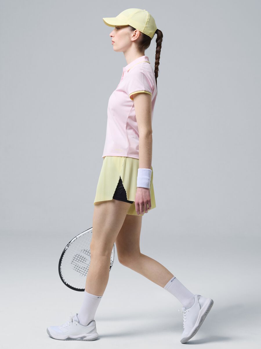ALTAVIA COURT yellow pleated sports shorts in stretch fabric with removable inner short_0