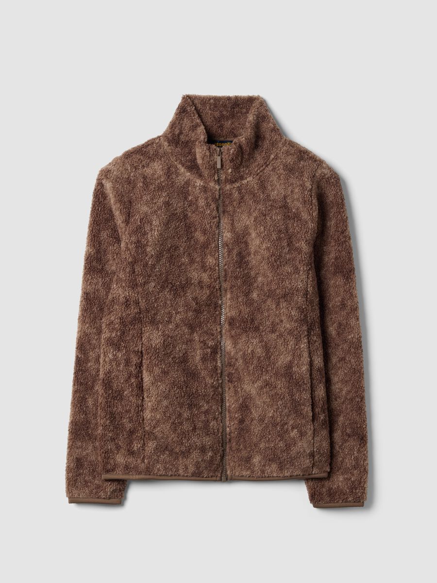 Brown crew-neck zip sweatshirt, regular fit_0