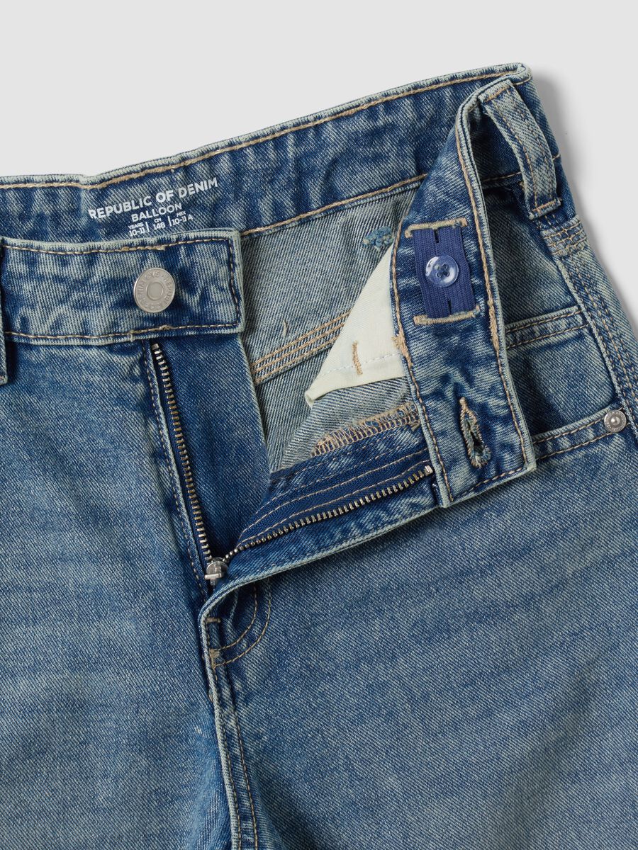 Blue denim pure cotton balloon-fit jeans_4