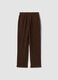 Dark brown ribbed stretch-fabric regular-fit trousers_2