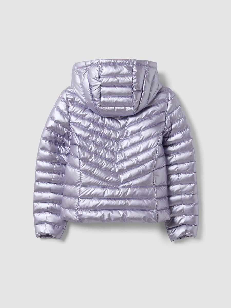 Purple Ultralight padded jacket with hood and zip for girls_5