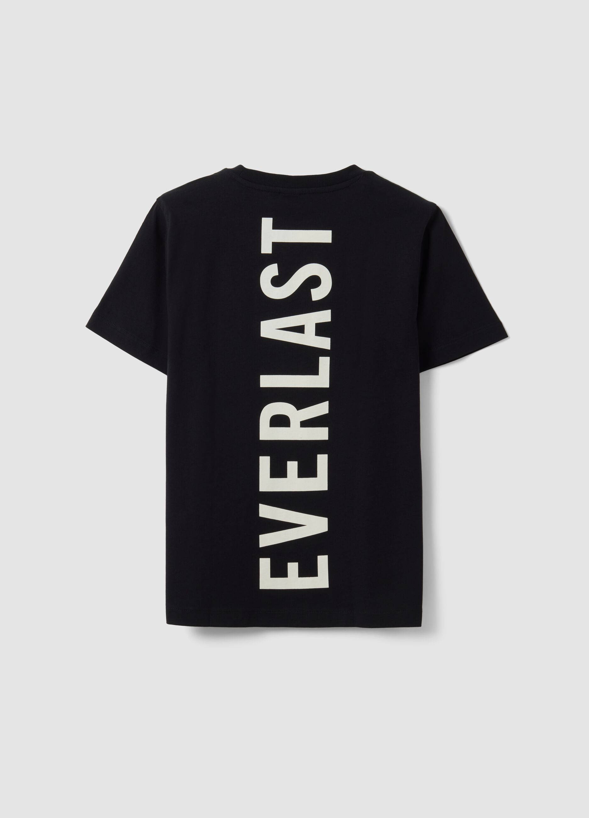 Black pure cotton logo T-shirt, regular fit, for boys