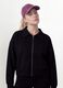 Felpa full zip nera in viscosa elasticizzata con colletto_0