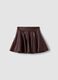Brown circle skirt with coated-effect finish_1