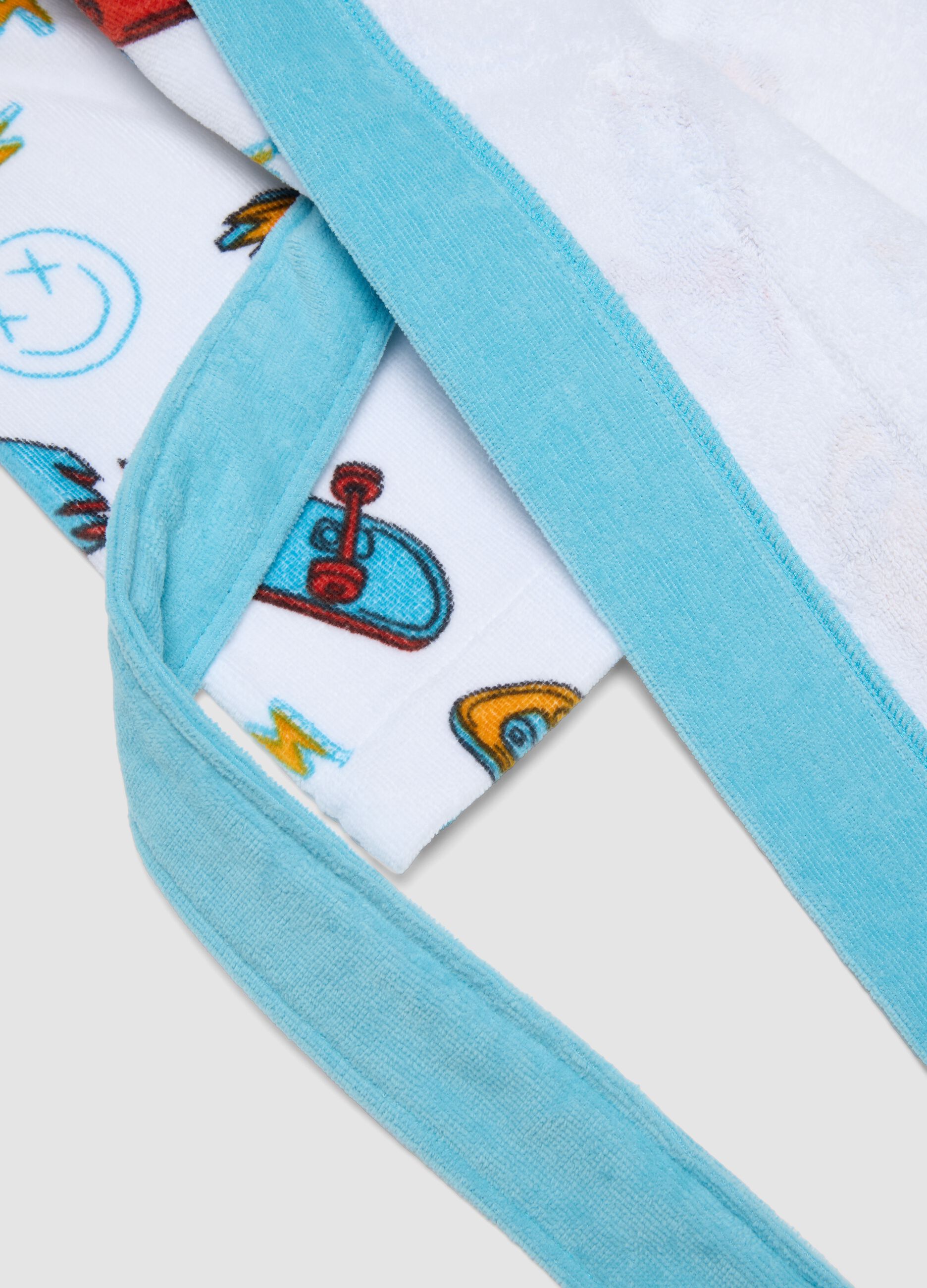 White hooded bathrobe in pure organic cotton
