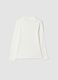 T-shirt bianca con collo rialzato in puro cotone organico con stampa_1