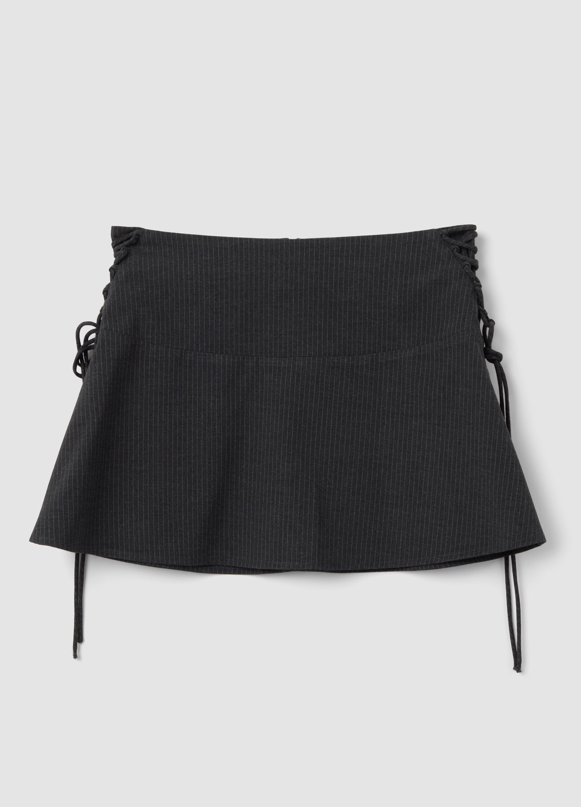Grey stretch viscose pinstripe skirt