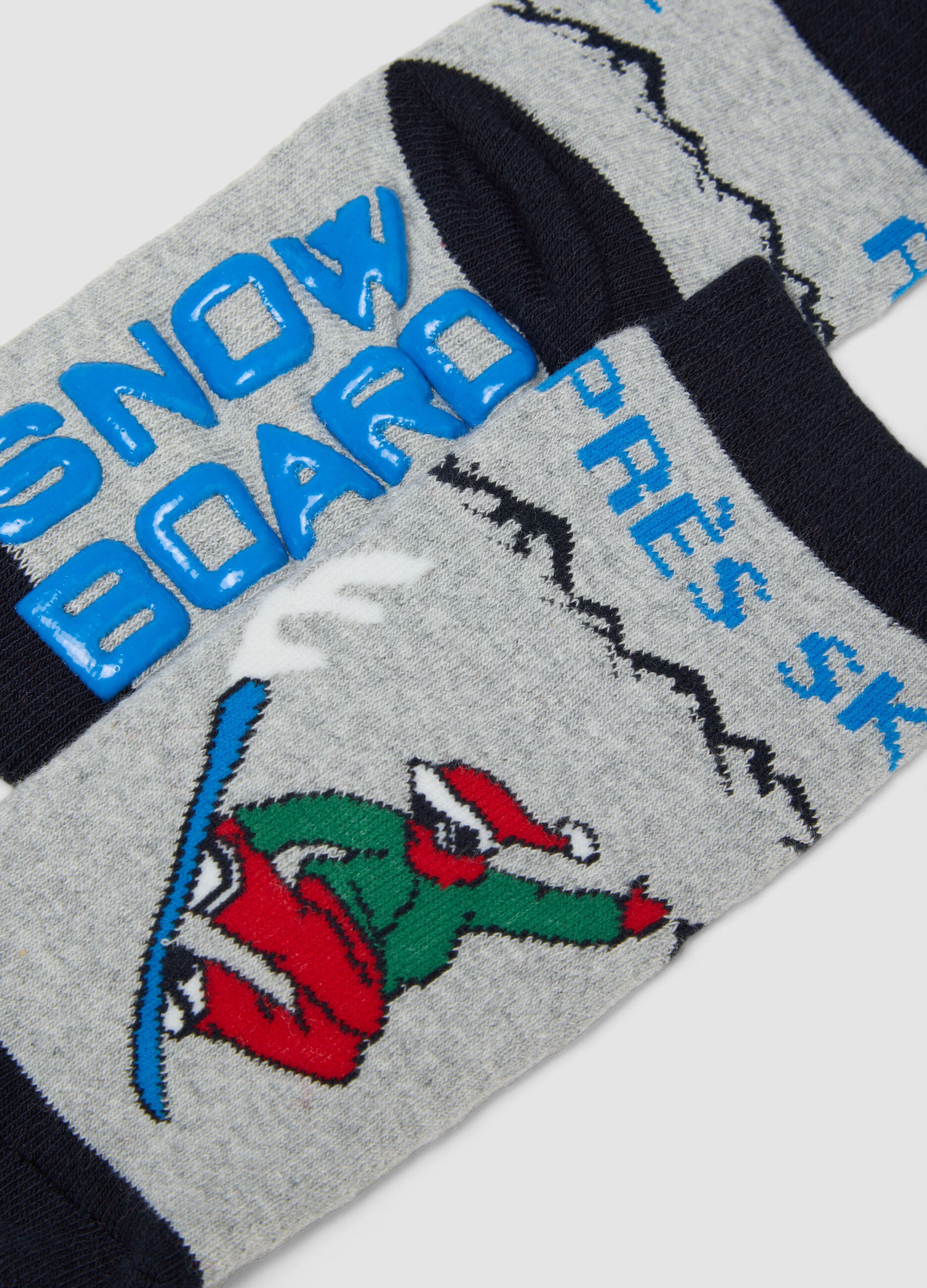 2-pack Christmas-themed non-slip socks in stretch organic cotton
