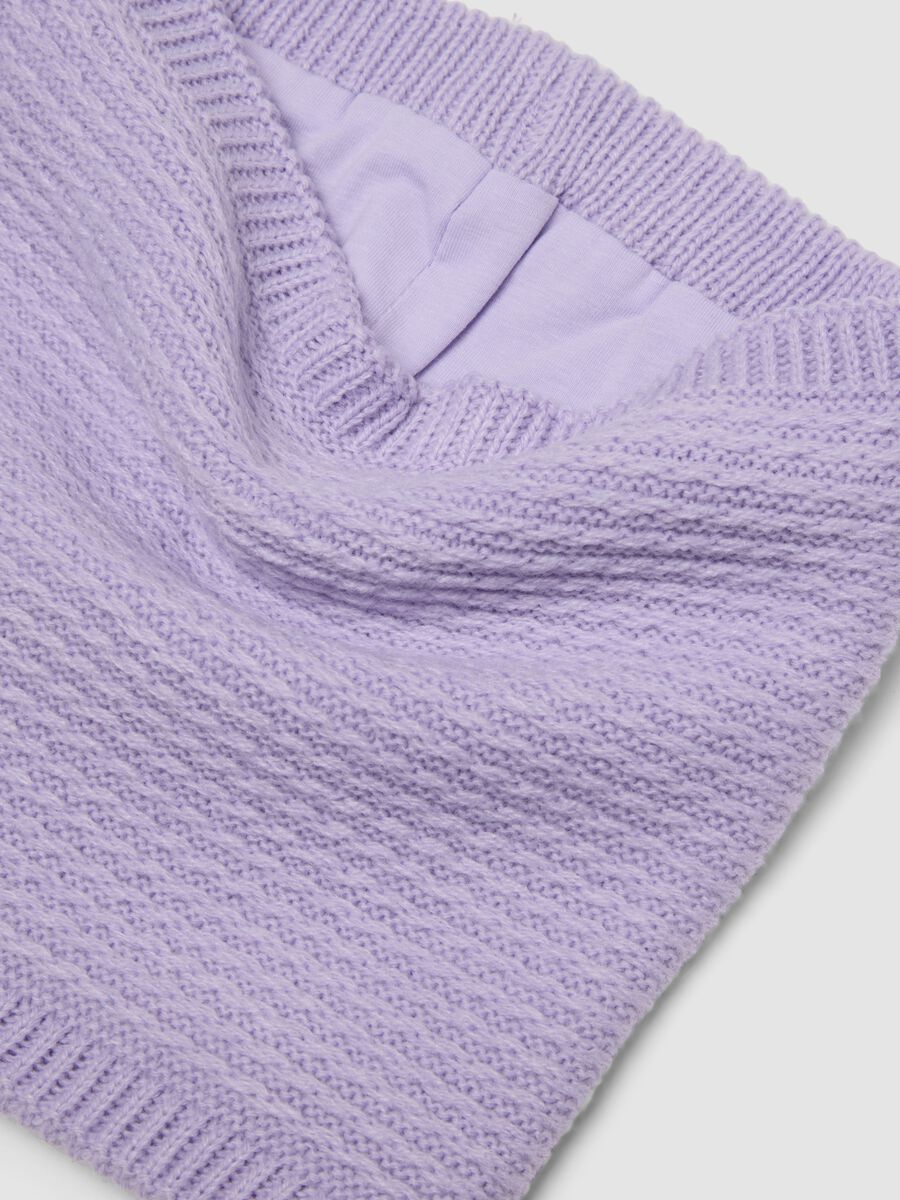 Purple rib-knit snood scarf_1
