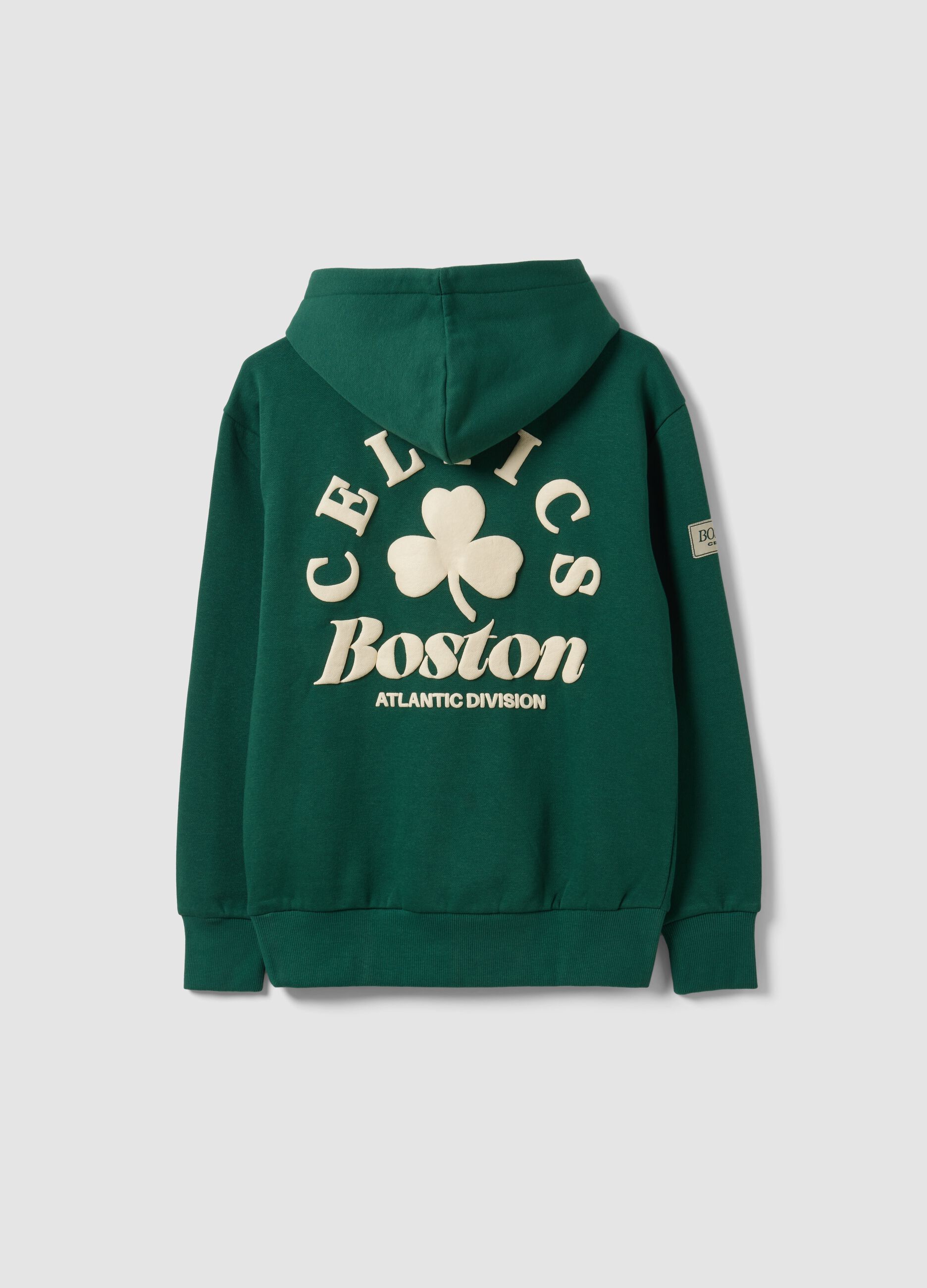 Green cotton-blend hoodie with Celtics print for boys