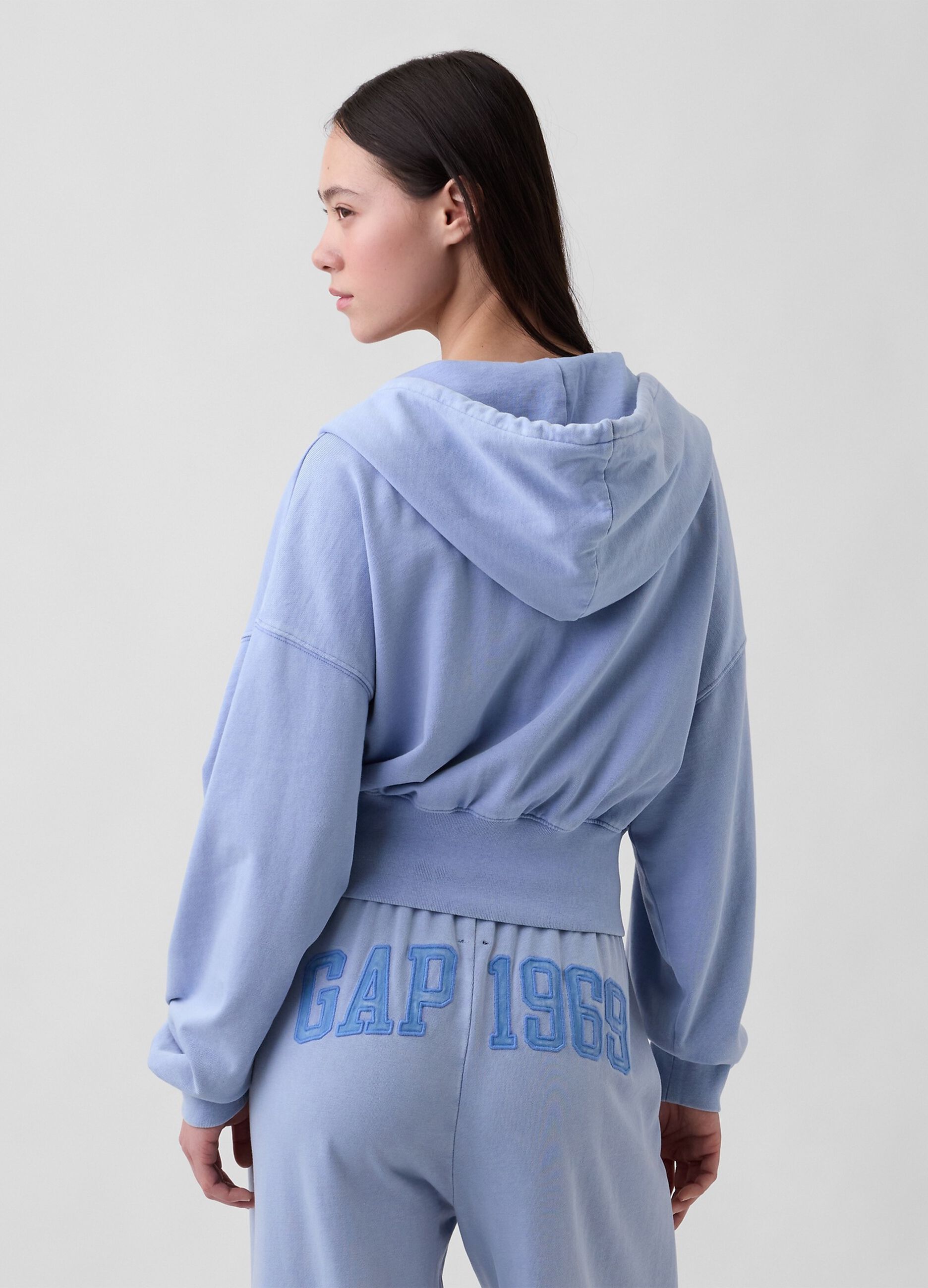 Cotton-blend full-zip hoodie