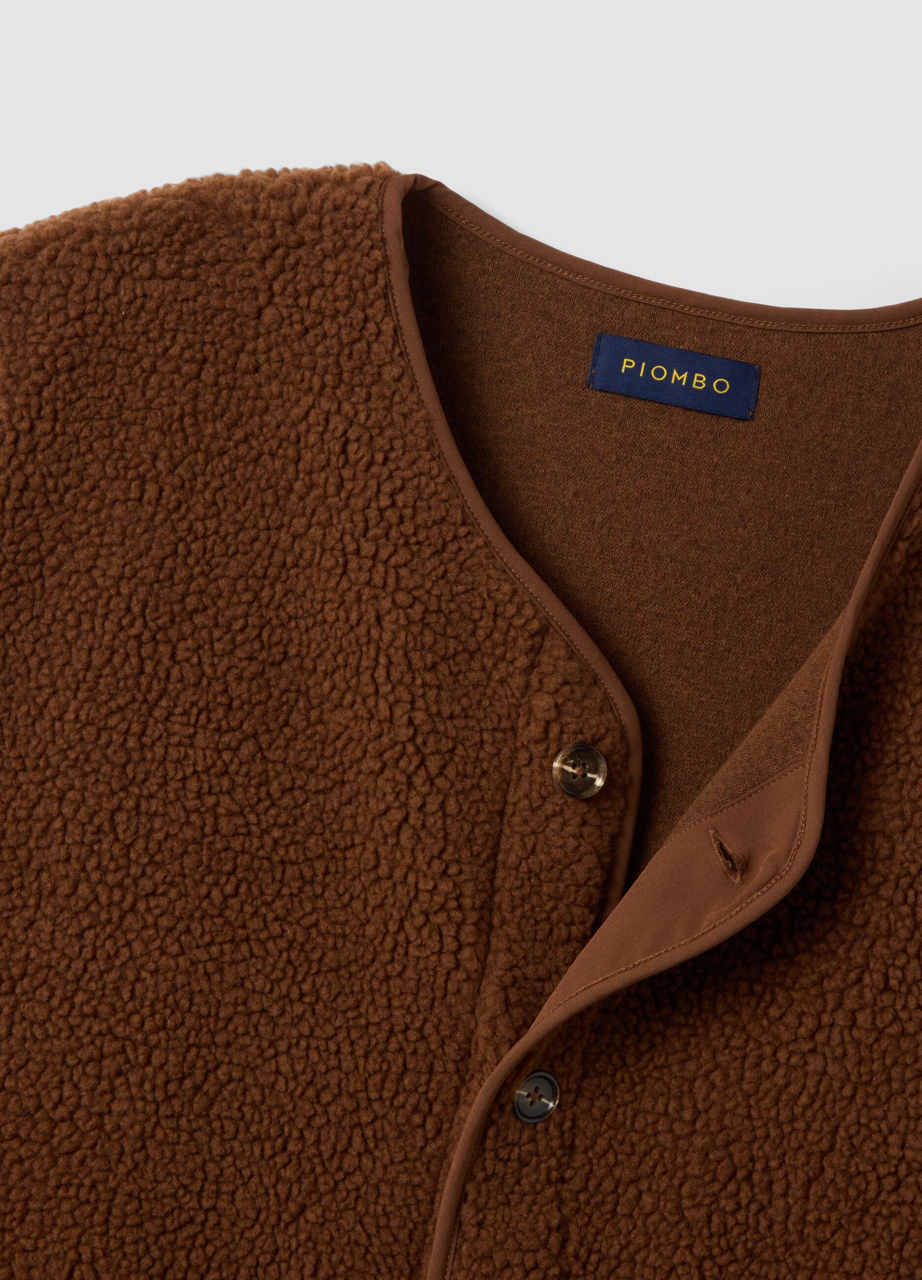 Light brown V-neck gilet with patch pockets