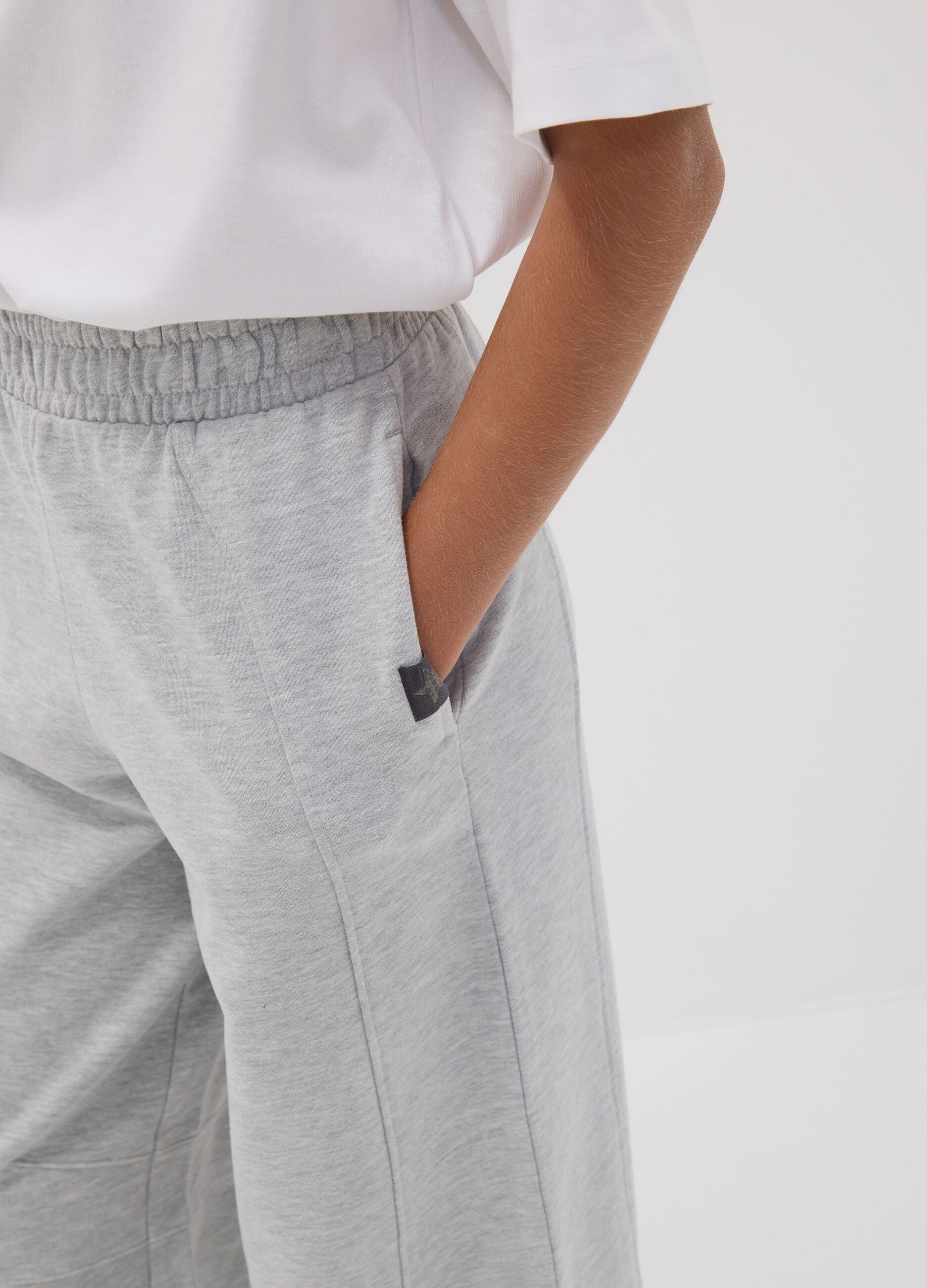 Grey wide-leg trousers in a cotton-viscose blend for girls