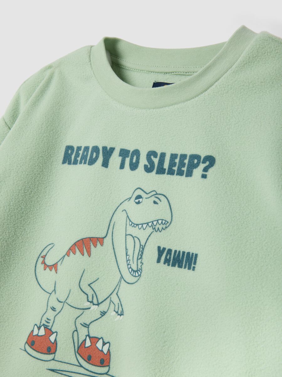 Green long dinosaur print crew-neck pyjamas_2