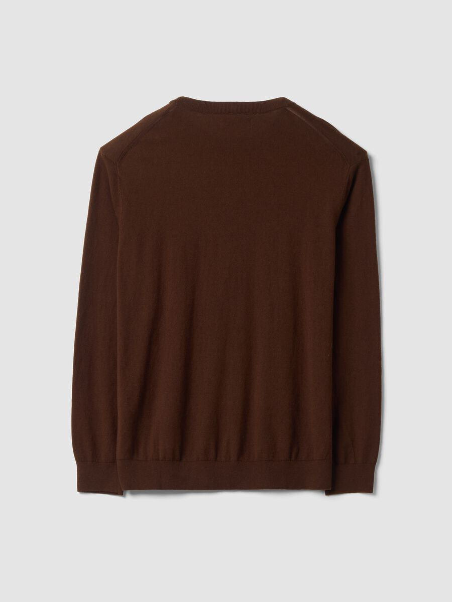 Brown crew-neck jumper in cotton and cashmere blend, regular fit_6