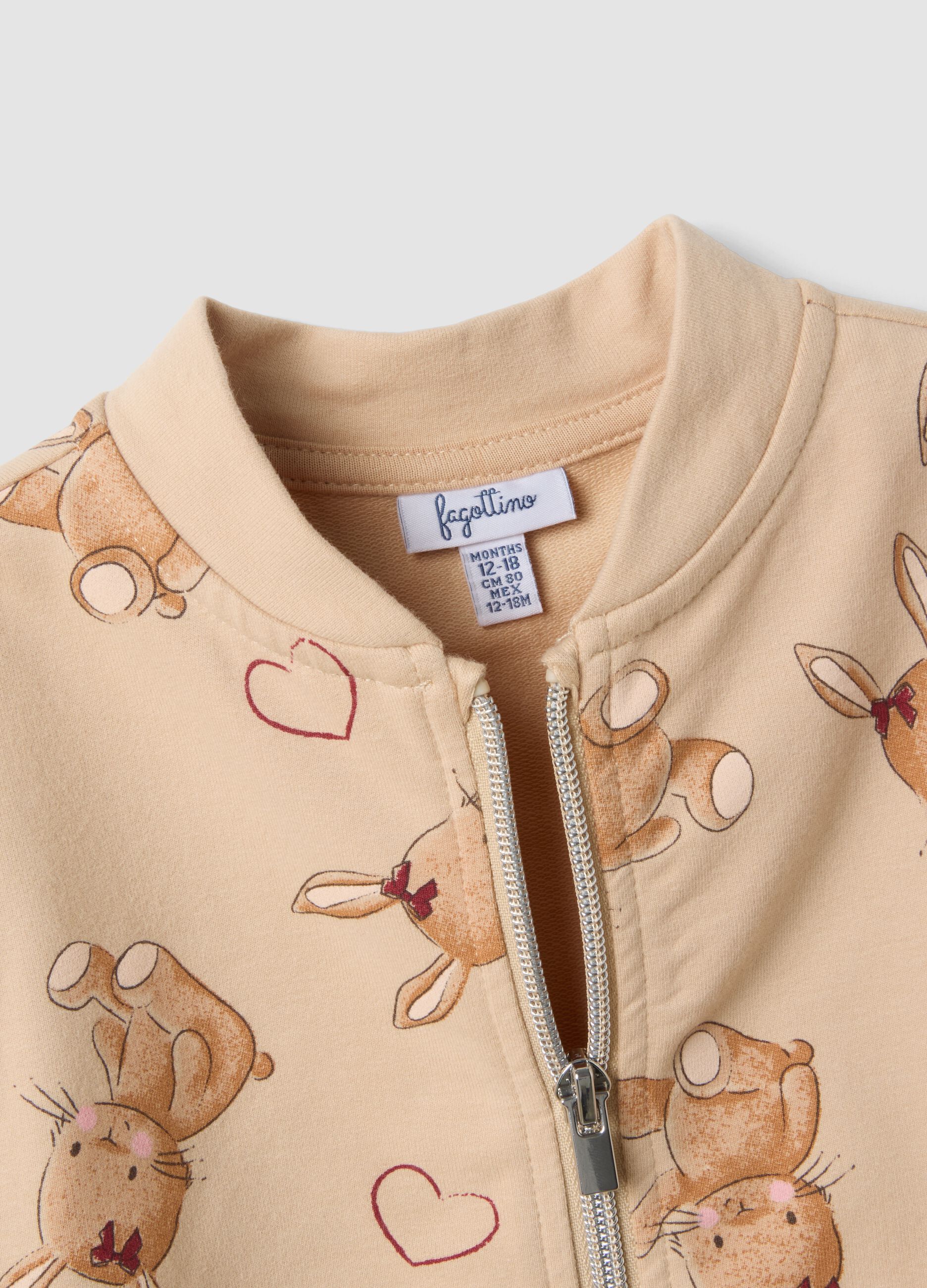 Light brown stretch cotton set with cute animal print