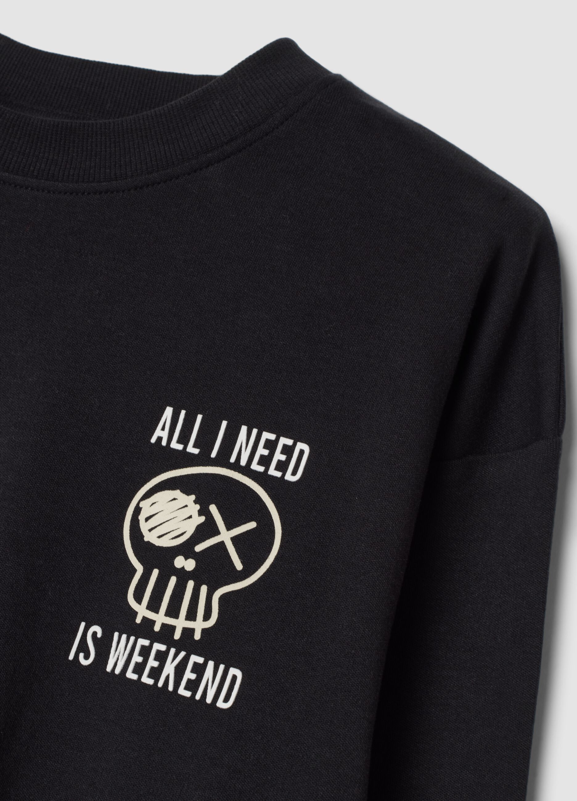 White and grey pure organic cotton crew-neck pyjamas