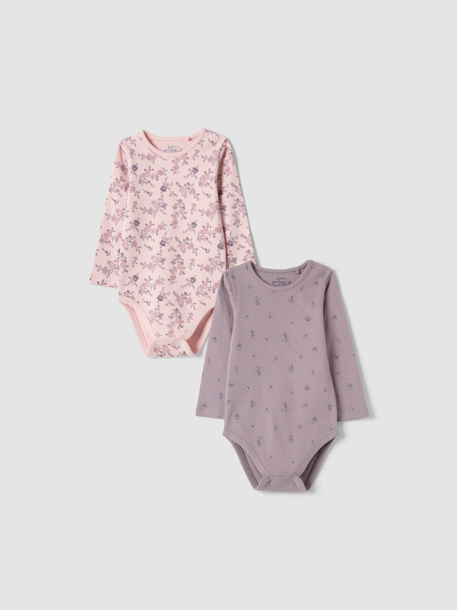2-pack pink and purple organic cotton crew-neck bodysuits_0